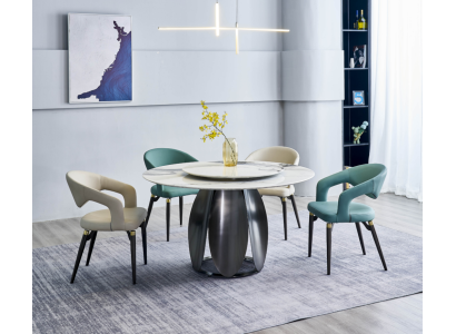 Dining Room Set Stylish Round Table 4x Chairs Dining Table Dining Room Furniture