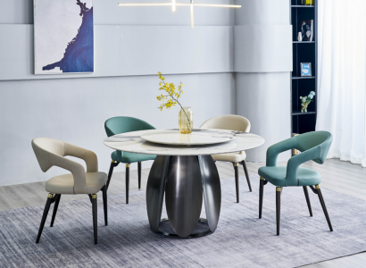 Dining Room Set Stylish Round Table 4x Chairs Dining Table Dining Room Furniture