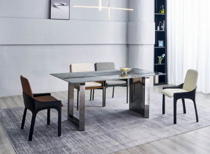 Dining set designer 4x chairs modern seating group luxury rectangular table