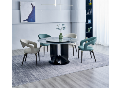 Modern dining set designer round table 4x chairs dining room set 5-piece