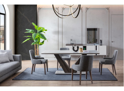 Luxurious Dining Room Set Dining Table 4x Chairs + Sideboard with Mirror New Set