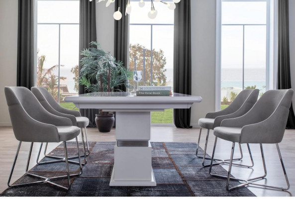 Modern dining room set consists of 5-piece dining table and 4x chairs novelty.