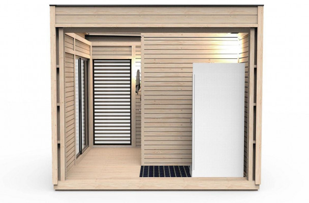 Wood sauna outdoor sauna pine wood sauna house panorama hut garden