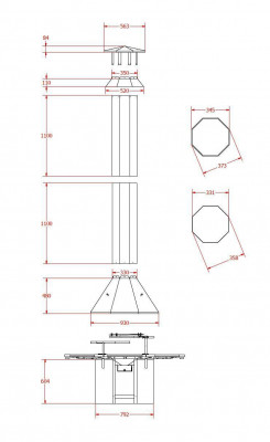 Metal grill with 8 corners and a surrounding table kit for your existing grill hut