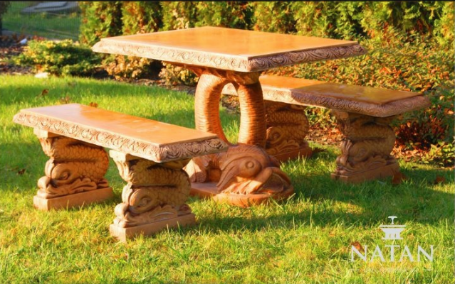 Antique garden style furniture rustic stone tables terrace fish-shaped table PROSTY