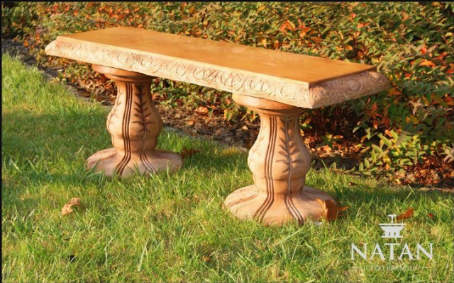 Bank bench garden quiet corner concrete seating bank Roman style furniture terrace