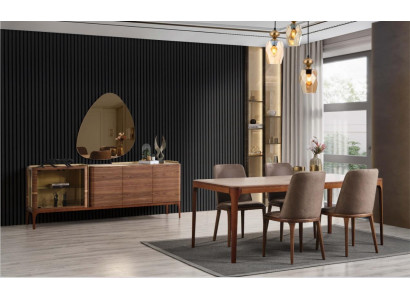 Complete dining room dining set dining corner dining table chairs 9-piece wood brown