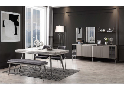 Dining room furniture dining nook dining table dining set dining table chairs 9-piece gray