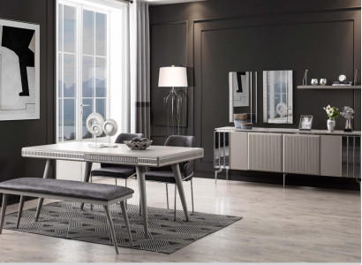 Dining room furniture dining nook dining table dining set dining table chairs 9-piece gray