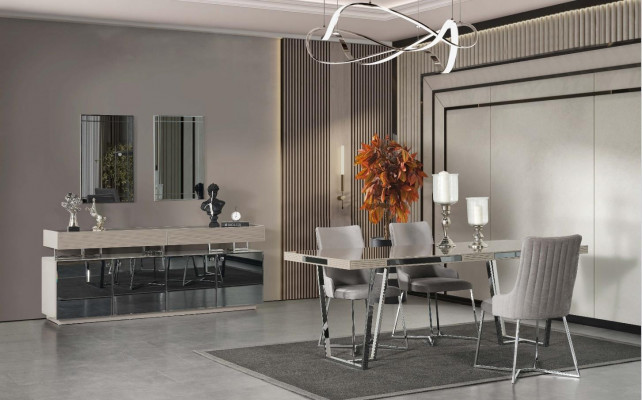 Dining area dining room set dining set dining table chairs 7-piece wood gray