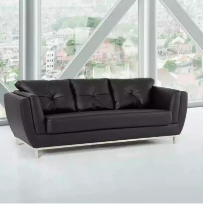 Black three-seater couch luxury furniture modern sofa upholstered leather couch
