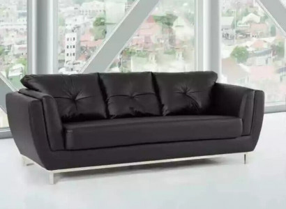 Black three-seater couch luxury furniture modern sofa upholstered leather couch
