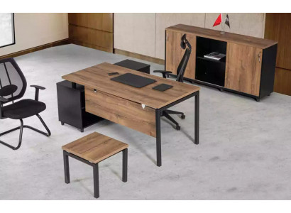 Brown office furniture luxury set desk office cabinet coffee table 3-piece.