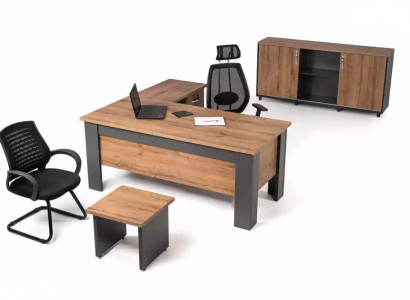 Brown office set complete study room suite desk cabinet corner desk