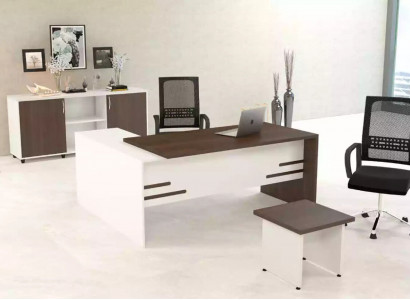 White Office Set Luxury Study Room Furniture Complete Set 3-piece