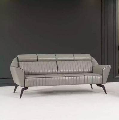Gray leather three-seater study furniture designer wooden furniture luxury