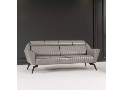 Gray leather three-seater study furniture designer wooden furniture luxury
