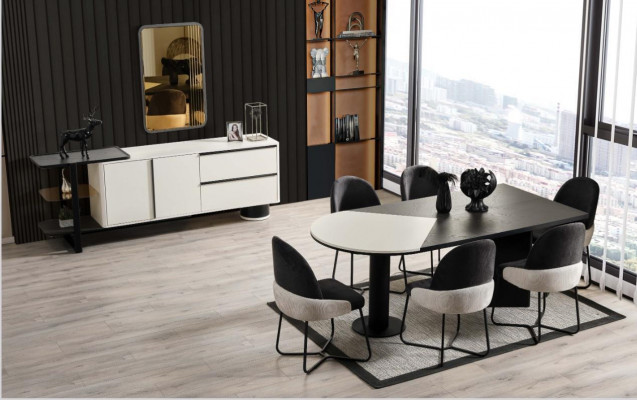 Dining set dining room set dining corner dining table chairs 7-piece wood black