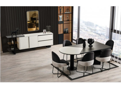 Dining set dining room set dining corner dining table chairs 7-piece wood black