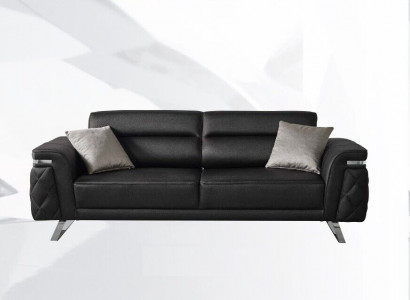 Modern three-seater fabric sofa, 3-seater upholstered sofa, black design