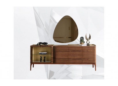 Sideboard with Mirror Cabinet Wooden Cabinet Brown Dresser Design