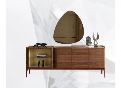 Sideboard with Mirror Cabinet Wooden Cabinet Brown Dresser Design