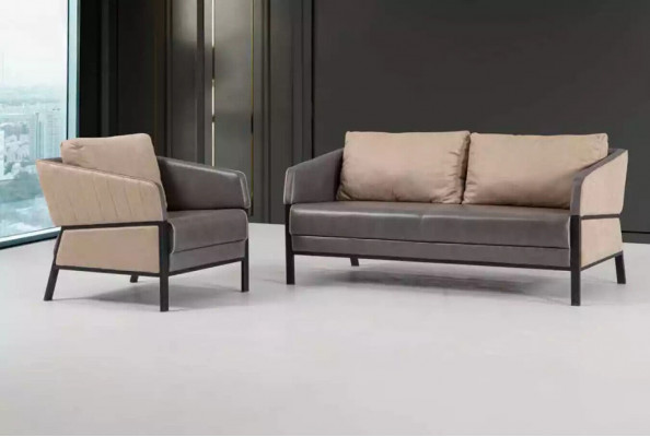 Gray Sofa 2-Seater Modern Couch Office Furniture Upholstered Sofa Designer