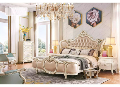 Classic furniture bedroom set bed 2x nightstands chest of drawers luxury set 4-piece