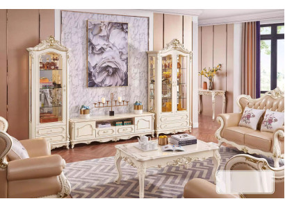 Living room set chic classic furniture TV stand 2x display cabinet coffee table