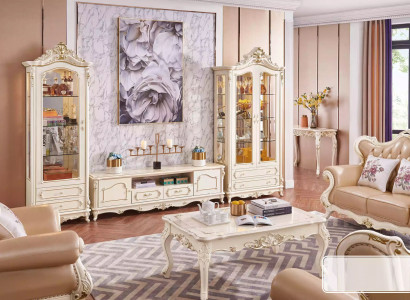Living room set chic classic furniture TV stand 2x display cabinet coffee table
