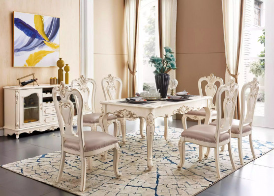 Dining room set furniture for your interior pearly white classic furniture, 8-piece set