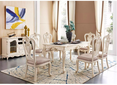 Dining room set furniture for your interior pearly white classic furniture, 8-piece set