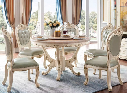 Dining Room Set 7-piece Wood Classic Furniture Dining Table + 6x Chairs Luxury