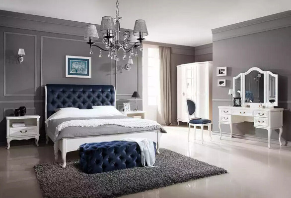 Bed fabric design double beds luxury modern hotel frame bedroom