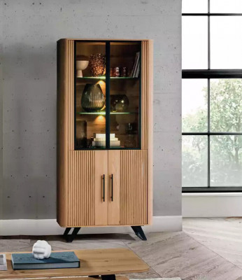 Showcase furniture living room cabinet beige glass display cabinets new