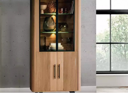 Showcase furniture living room cabinet beige glass display cabinets new