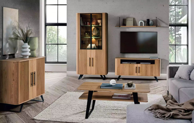 Showcase furniture living room cabinet beige glass display cabinets new