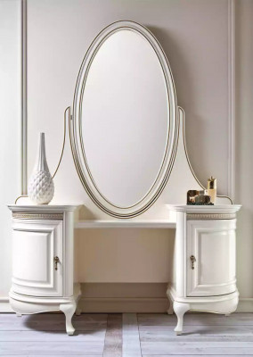 Makeup table mirror bedroom luxury furniture beige console sideboard table