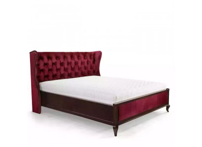 Classic Chesterfield Style Beds Luxury Double Bed Wood Furniture Red Velvet