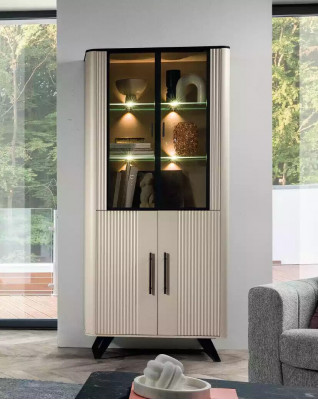 Modern and luxurious beige display cabinet living room glass cabinet cabinets cabinet.