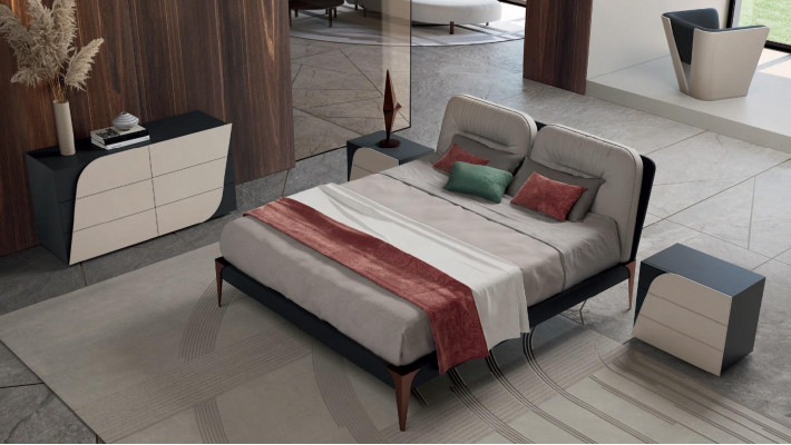 Bedroom nightstand with 3 drawers wood Italian furniture design Bizzotto
