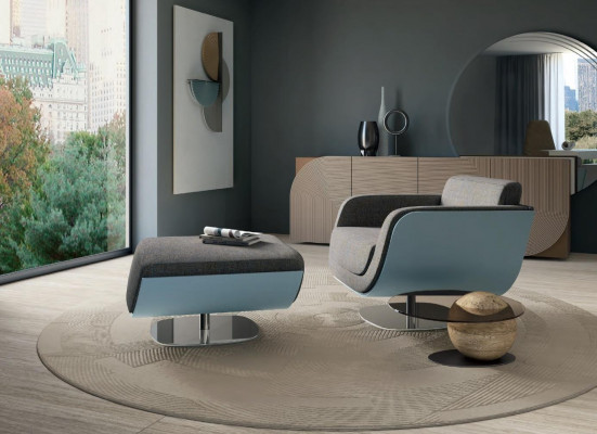 Swiveling footstool design Bizzotto living room Italian furniture relax stool