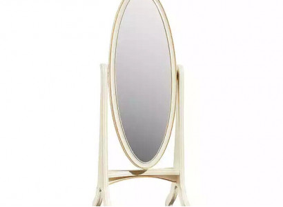 Living room floor mirror, oval wooden frame, white standing mirror, mirror