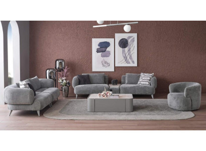 Couch Suite 3+3+1 Seat Gray Sofa Luxury Furniture Living Room Couches