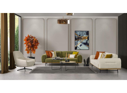 Designer living room set of 2 pieces. Luxury furniture beige color modern novelty