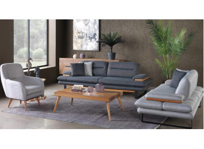 Modern living room set of 3-piece sofa suite 3+2+1 seater gray couches