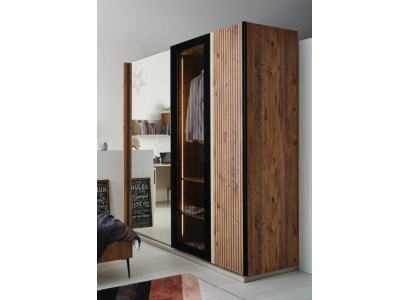 Modern wardrobe luxury wood cabinets glass stylish bedroom
