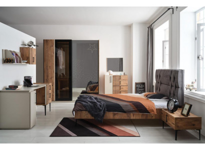 Luxury Bedroom 7-piece: Bed, Nightstand, Wardrobe, Dresser, Mirror