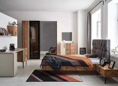 Luxury Bedroom 7-piece: Bed, Nightstand, Wardrobe, Dresser, Mirror