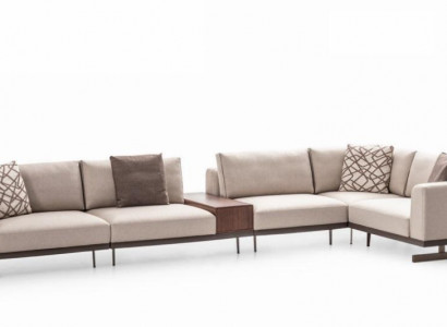 Large corner sofa, fabric furniture, L-shaped couches, sofas, beige living room furniture.